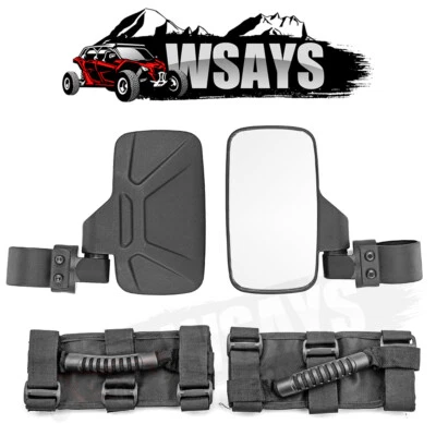 Fits Honda Pioneer 700 1000 UTV 1.5-2'' Roll Bar Rear View Side Mirrors Grab Kit - Image 1 of 4