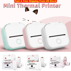 Portable T02 Mini Thermal Printer Pocket Photo Printer Bluetooth Printer Lot US - Picture 1 of 21