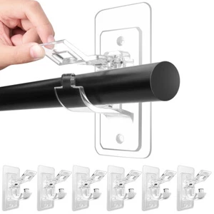 Non punched hanger for household self-adhesive curtain rod bracket fixing clip - Picture 1 of 10