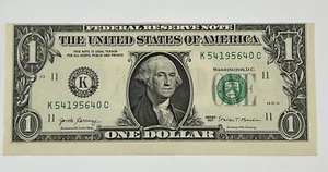 Two Off-Center One Dollar $1 Bills Series 2017 And 2021 - Picture 1 of 4