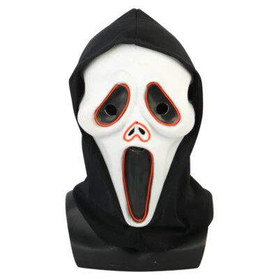 Halloween Ghost Face Mask Luminous Scream Adult Scary Horror LED Mask Costume - Image 1 of 4