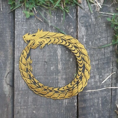 Ouroboros Mythical World Serpent Handmade Sew-On Embroidered Patch - Image 1 of 2