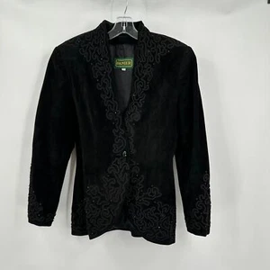 Danier Womens Suede Jacket Size S Embroidered Beaded Fitted Boho Western Cowgirl - Picture 1 of 7