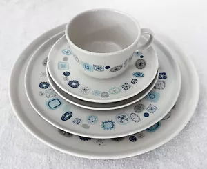 1950s-60s Franciscan Del Mar 5-Piece Placesetting EUC Atomic 3 Plates/Cup/Saucer - Picture 1 of 10