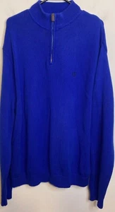Ralph Lauren CHAPS Sweater Mens 2XL XXL Blue Long Sleeve Mock Neck 1/4 Zip - Picture 1 of 4