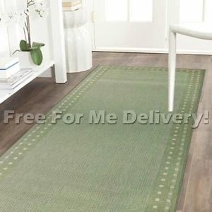 ALFRESCO BORDER GREEN INDOOR/OUTDOOR FLOOR RUG RUNNER 67cm WIDE **FREE DELIVERY* - Picture 1 of 4