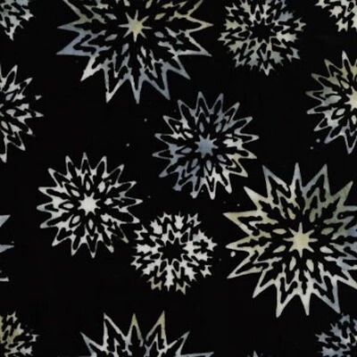 Tonga Batik Snowflake Black 100% Cotton Fabric by The Yard - Image 1 of 2