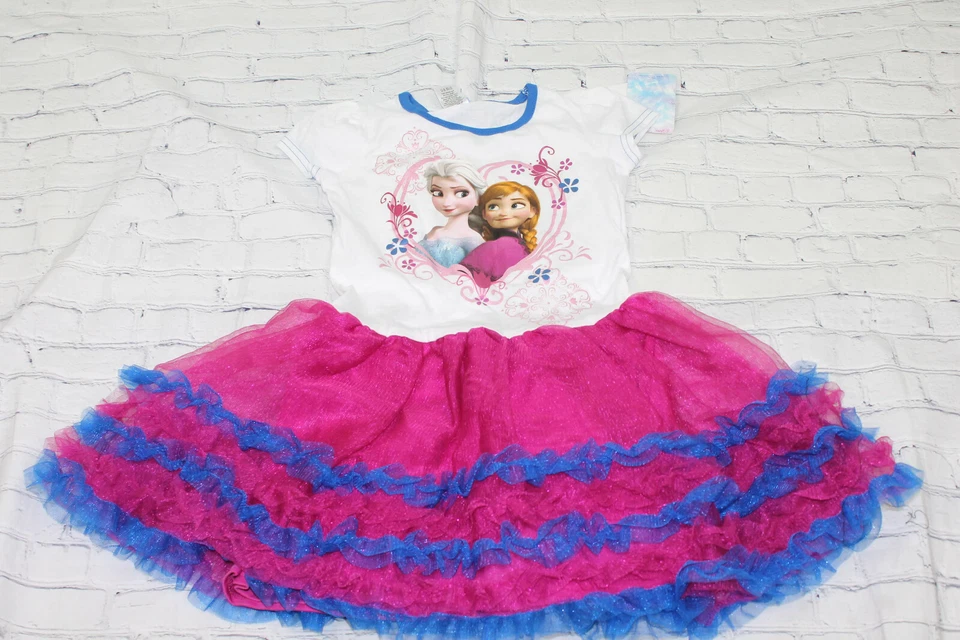 Lot of 2 Girl’s Disney Frozen Heart Cotton Blend 2 Piece Tutu Dress Sizes 6X / 6 - Image 1 of 4