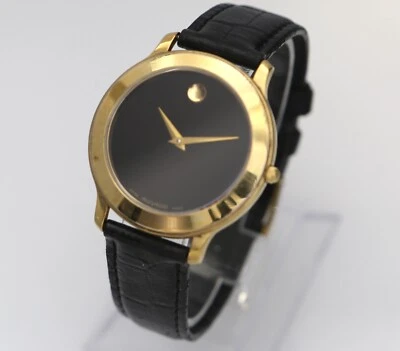 Reloj de pulsera para hombre Movado Museum 35 mm 87.E4.0844 esfera negra museo chapado en oro Foto 1 de 4