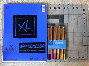 Canson XL Watercolor Paper Pad - 9”x12” -  30 Sheets + Watercolor Pencils