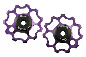 OMNI Racer Ti Ceramic Derailleur Pulleys 9/10 speed Dura Ace Ultegra XTR: PURPLE - Picture 1 of 10