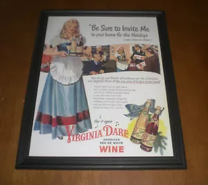 1946 VIRGINIA DARE WINE FRAMED COLOR AD PRINT - Picture 1 of 1
