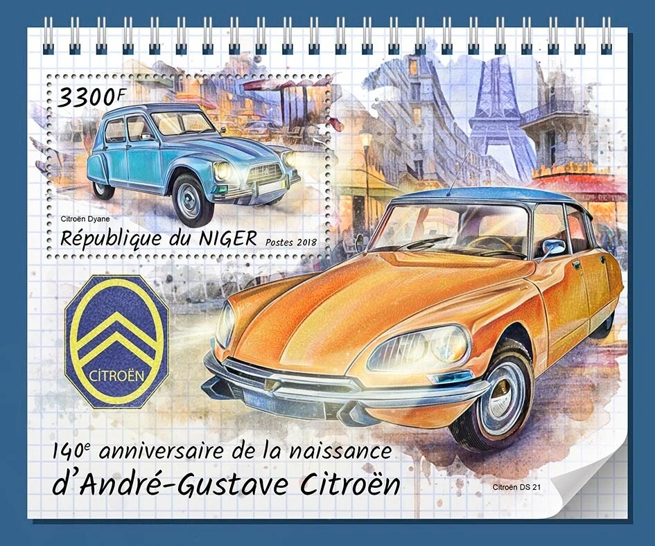 Andre-Gustave Citroen Cars MNH Stamps 2018 Niger S/S - Image 1 of 1