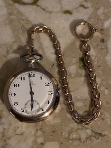 Omega Taschenuhr Antik um 1900-1920 Handaufzug Silber 800 mit Uhrenkette - Bild 1 von 11