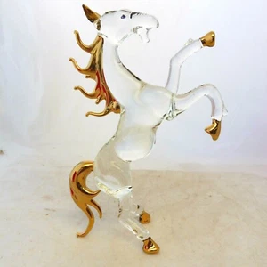 Verre étiré doré or fin - UN CHEVAL CABRE 15 cm de hauteur - Imagen 1 de 2