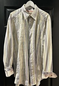 Camicia Robert Graham con polsino a ribalta ricamata floreale taglia 2XL - Foto 1 di 11