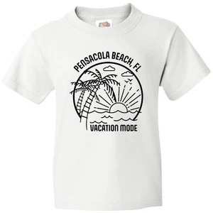 Inktastic Summer Vacation Mode Pensacola Beach Florida Youth T-Shirt Sunshine - Picture 1 of 9