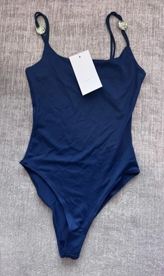 Body ZARA Azul Marino con Correas Doradas Talla M Nuevo con Etiquetas Elegante Coastal Chic Foto 1 de 4