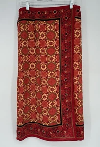 90er Jahre Bohemian Wickelrock rot schwarz beige Kleid Damengröße 12 Sag Harbor - Bild 1 von 9