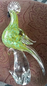 Murano Glass Cockatoo Sculpture Figurine Statue Tropical Bird 15" Combine Ship - Picture 1 of 14