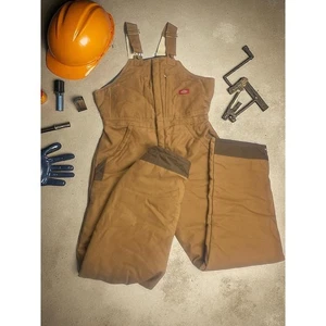 Dickies Bib Overalls Caramel Brown Full Length Leg Zippers Rugged Workwear - Picture 1 of 13