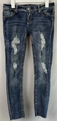 Почти знаменитые джинсы для подростков размер 9 искусственно состаренные узкие с заниженной талией - Изображение 1 из 4