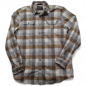 Carhartt Shirt Mens Large Tall Plaid Flannel Button Down Workwear Loose Fit - Picture 1 of 6