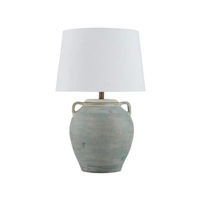 Lámpara de mesa de terracota de transición Shawburg con interruptor de 3 vías, verde claro... Foto 1 de 4