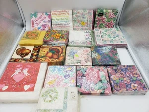 Vintage Paper Napkin Lot, Crafting Decoupage Fall Thanksgiving Floral Valentine - Picture 1 of 12