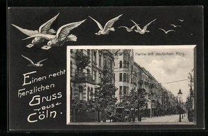 Köln-Neustadt, Ansichtskarte, Partie am deutschen Ring, Brieftauben 1906 - Picture 1 of 2