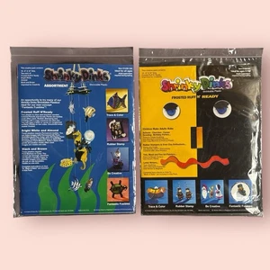 Vintage 2 Shrinky Dinks Lot Shrink Kunststoff mattiert 20 Stück 8 x 10" Blätter schwarz klar - Bild 1 von 3