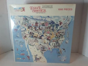 Puzzle Travel America Map 1000 piezas #911 Great American Factory 1987 nuevo sellado - Imagen 1 de 3