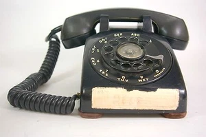 Vintage 1957 Western Electric Phone Black Rotary Dial 500 Air Force Telephone - Picture 1 of 11