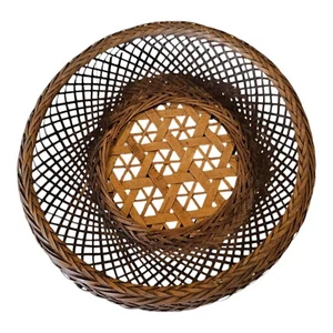 Vtg Basket Bowl Rattan Wicker Weaved Display Storage Boho Detailed Fall Autumn - Picture 1 of 10