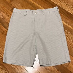 IZOD Classic Men's Tan Plaid Flat Front Golf Shorts - Size 34 - EUC