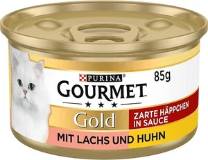Katzenfutter PURINA GOURMET Gold Zarte Häppchen mit Lachs und Huhn 12 x 85g Pack - Bild 1 von 5