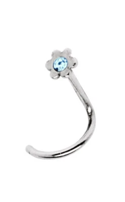 Piercing Gioielli Piercing Naso Borchie Spirale 0,8mm Fiore con Zirconia IN 3mm - Immagine 1 di 2