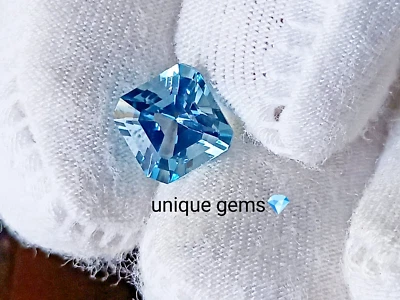 5x5MM Sky Blue Color Diamond Ascher cut  Grade VVS1 Premium Gemstone 2 PCS Lots - Image 1 of 4