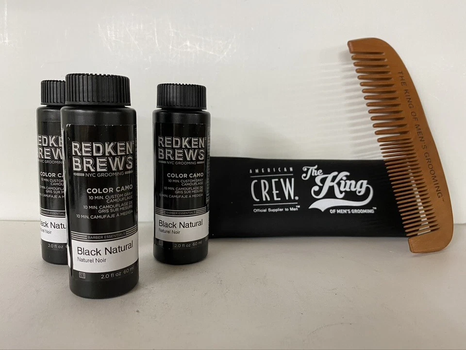 3 бутылки REDKEN для мужчин 5 минут цвет камуфляж черный натуральный и расческа - Изображение 1 из 3