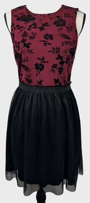 Speechless Women's M Red Black Dress Party Cocktail Floral Tulle - Image 1 of 4
