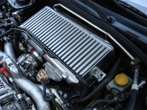 CXRacing Top Mount Intercooler + Y pipe Tube Kit For 02-07 WRX STI Blue Hoses - Imagen 1 de 7