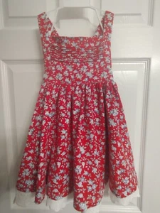 Sweet Honey Red Dress Blue Roses White Lace Fourth Of July 2 Piece Girls Size 6 - Picture 1 of 18