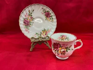 Old Foley James Kent Ltd Teacup Saucer Bone China Demitasse size rose floral - Picture 1 of 6