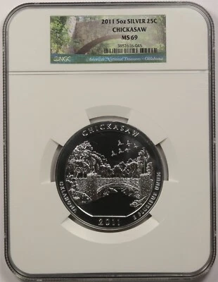 2011 5 oz Silver Chickasaw 25C MS 69 NGC America The Beautiful ATB  - Image 1 of 4
