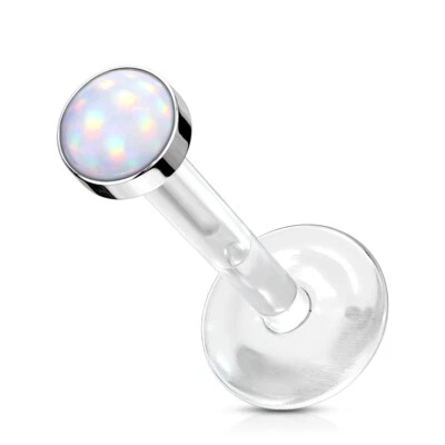 Juego de piedras iluminadoras 316L tapa de acero quirúrgico Bio Flex tachuelas planas para Labret Foto 1 de 4