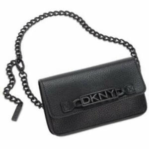 DKNY Black Leather Chain Belt Bag Size M/L NWOT