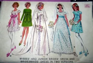 *LOVELY VTG 1960s WEDDING DRESS Sewing Pattern 11/33.5 - Picture 1 of 1