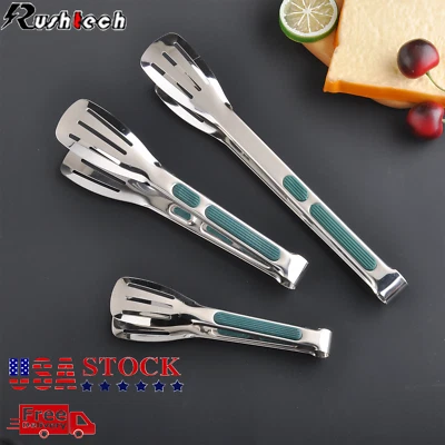 3 Stainless Steel Kitchen Tongs Food Serving Grill Multi Purpose Cooking Tongs - Image 1 of 4