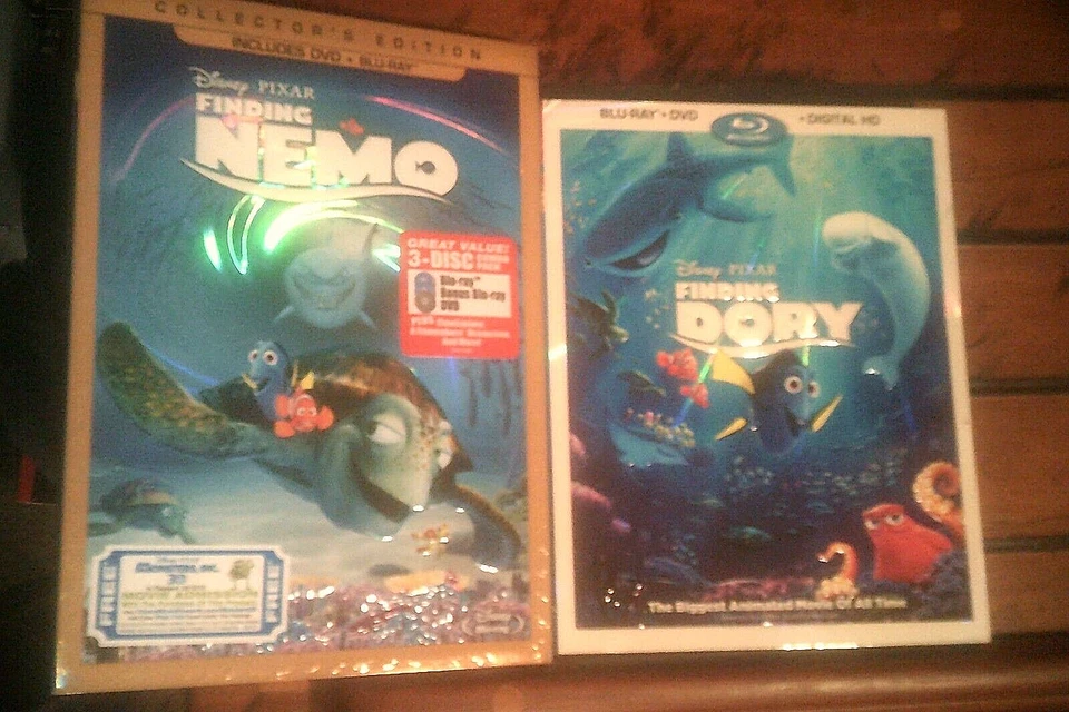 Disney Pixar 2-Movie Blu-ray/DVD Lot: Finding Nemo & Finding Dory w/Slipcovers - Image 1 of 1
