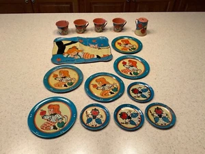 Vintage Ohio Art BK Benjamin Apple And Girl Tea Set 15 PC - Picture 1 of 8